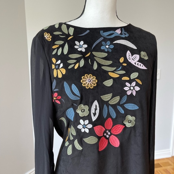 Desigual black dress with sheer sleeves and embroidery work size 10 formal NWT - Picture 3 of 16